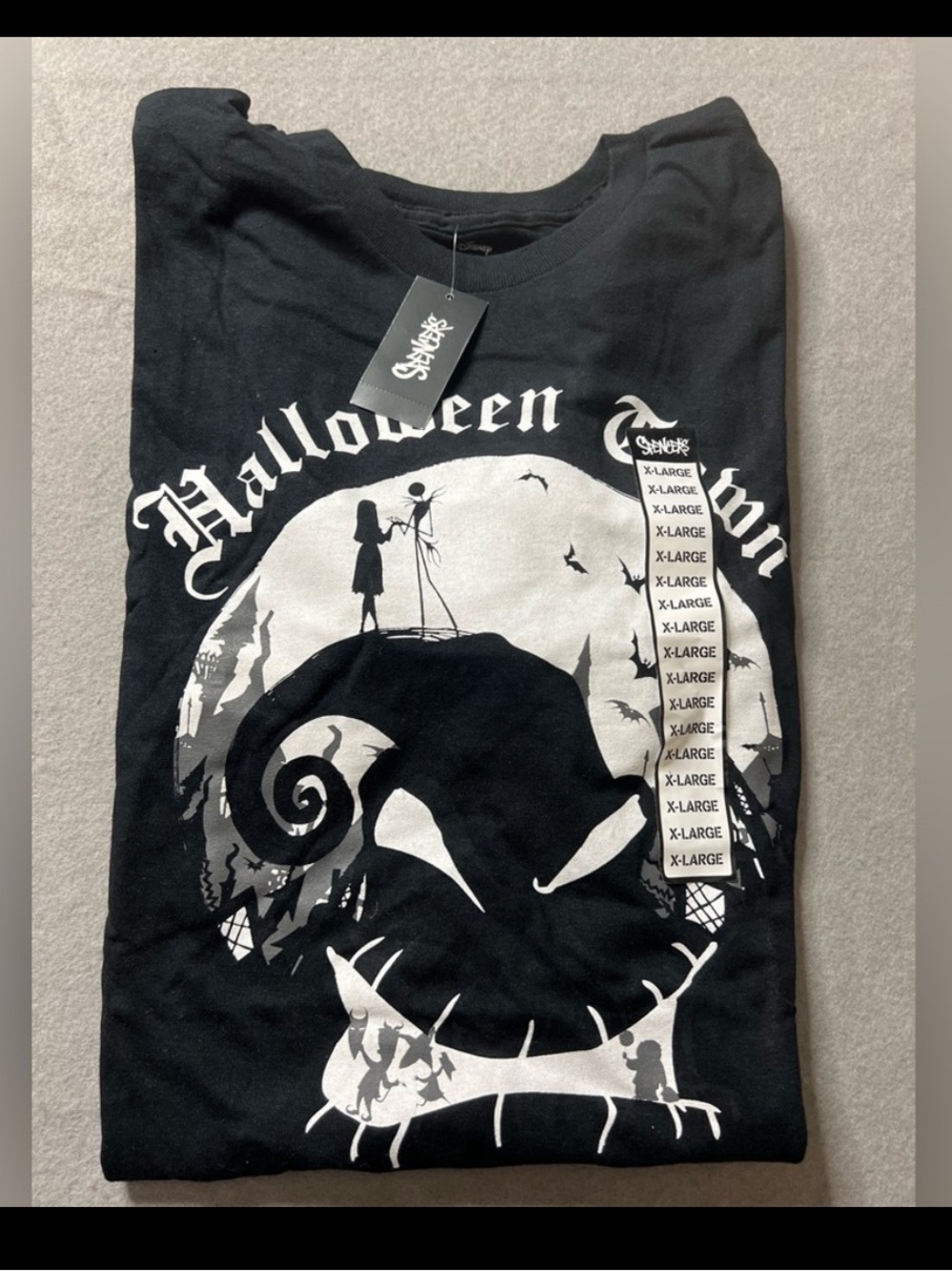 NEW Nightmare Before Christmas T-Shirt Men’s XL Black White Spooky Halloween